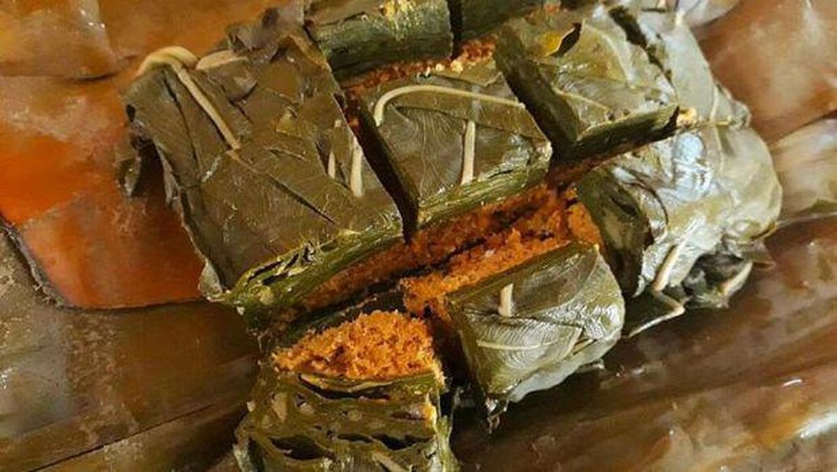 Pendap, ikan bumbu daun talas